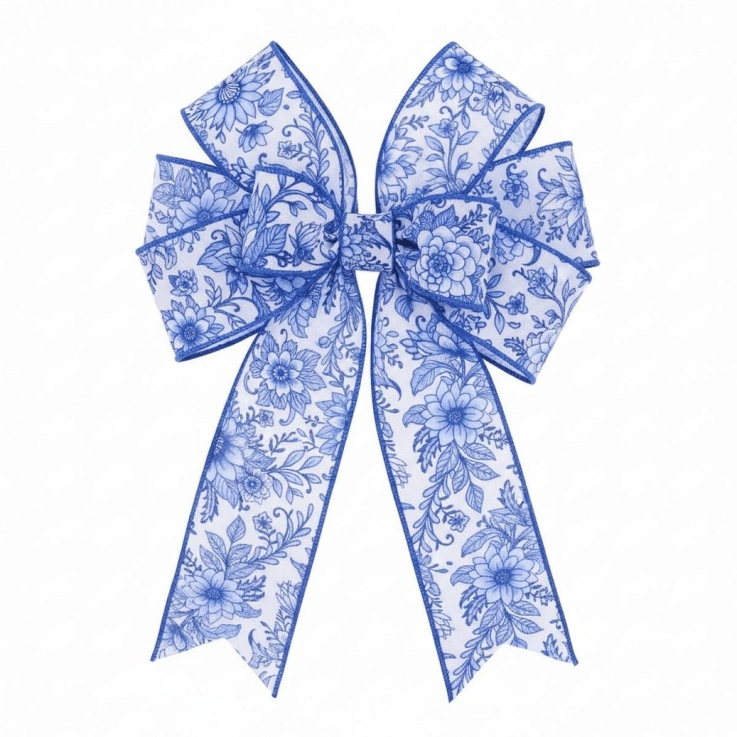 2.5" Chinoiserie Floral Ribbon: Blue (10 Yards)
