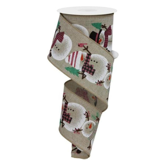 2.5" Chubby Snowman Ribbon: Natural (10 Yards)