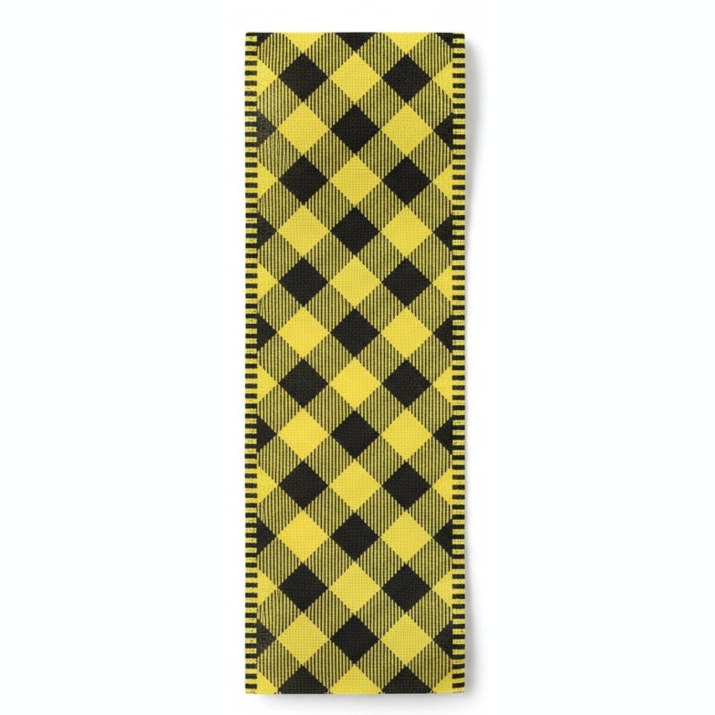 2.5" Diagonal Check on Royal Stripe Ribbon: Sun Yellow (10 Yards)