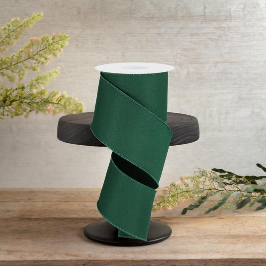 2.5" Diagonal Weave Ribbon: Hunt Green (10 Yards)