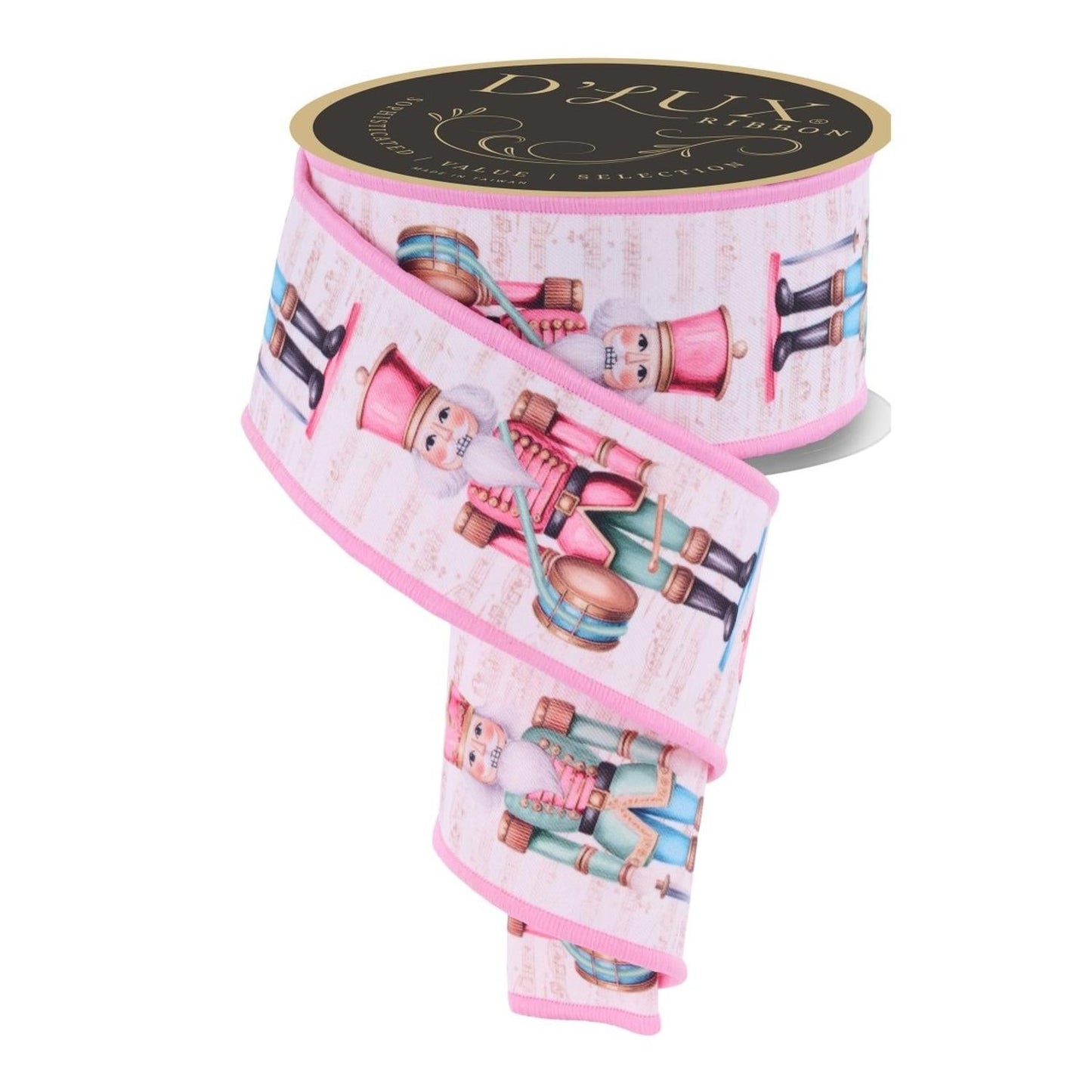 2.5" D'Lux Nutcracker Fused Ribbon: Pink (10 Yards)