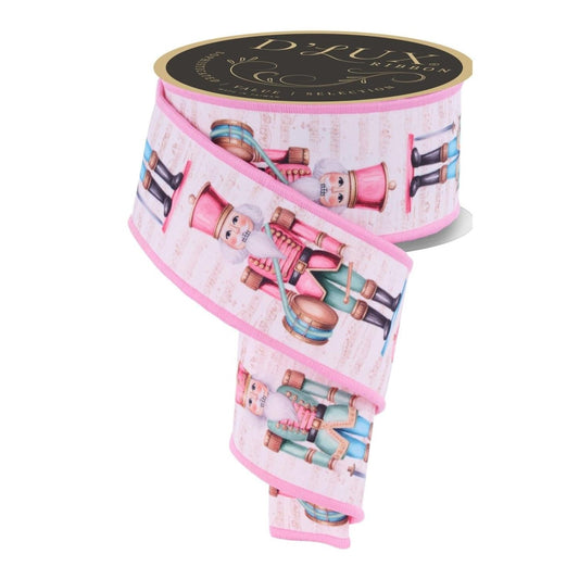 2.5" D'Lux Nutcracker Fused Ribbon: Pink (10 Yards)