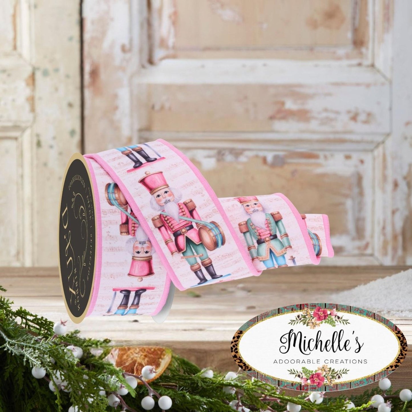 2.5" D'Lux Nutcracker Fused Ribbon: Pink (10 Yards)