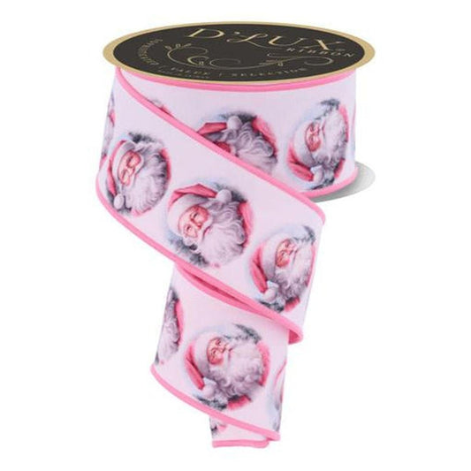 2.5" D'Lux Santa Fused Ribbon: Pink (10 Yards)
