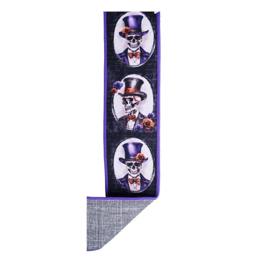 2.5" D'Lux  Skeleton Portraits Fused Ribbon: Purple (10 Yards)