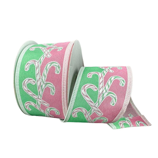 2.5" Dual Glitter Candy Ribbon: Pink/Mint (10 Yards)