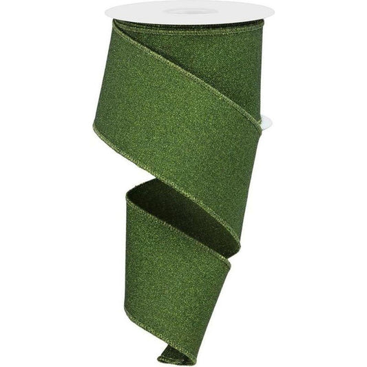 2.5" Fine Glitter on Royal Ribbon: Moss Green (10 Yards)