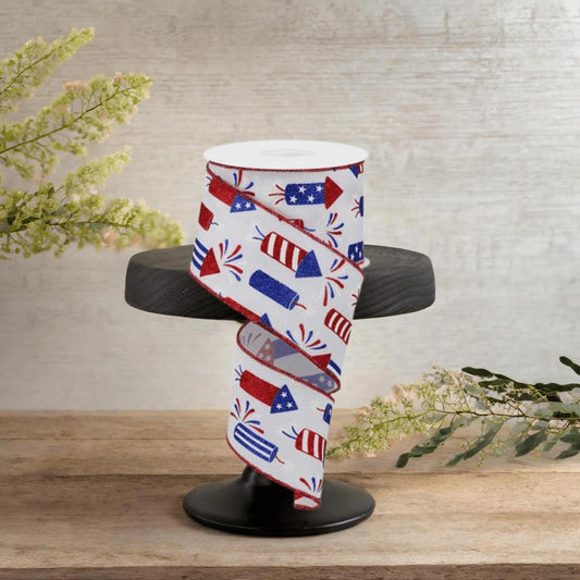 2.5" Firecrackers Ribbon: White (10 Yards)