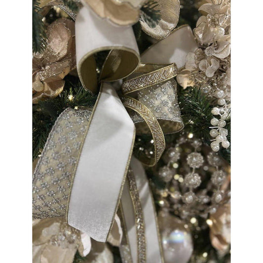 2.5" Flashy Velvet Ribbon: Cream (10 Yards)