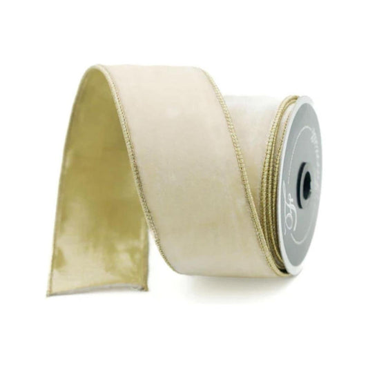 2.5" Flashy Velvet Ribbon: Cream (10 Yards)