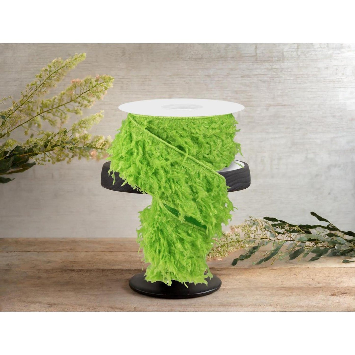 2.5" Furry Ribbon: Lime Green (10 Yards)