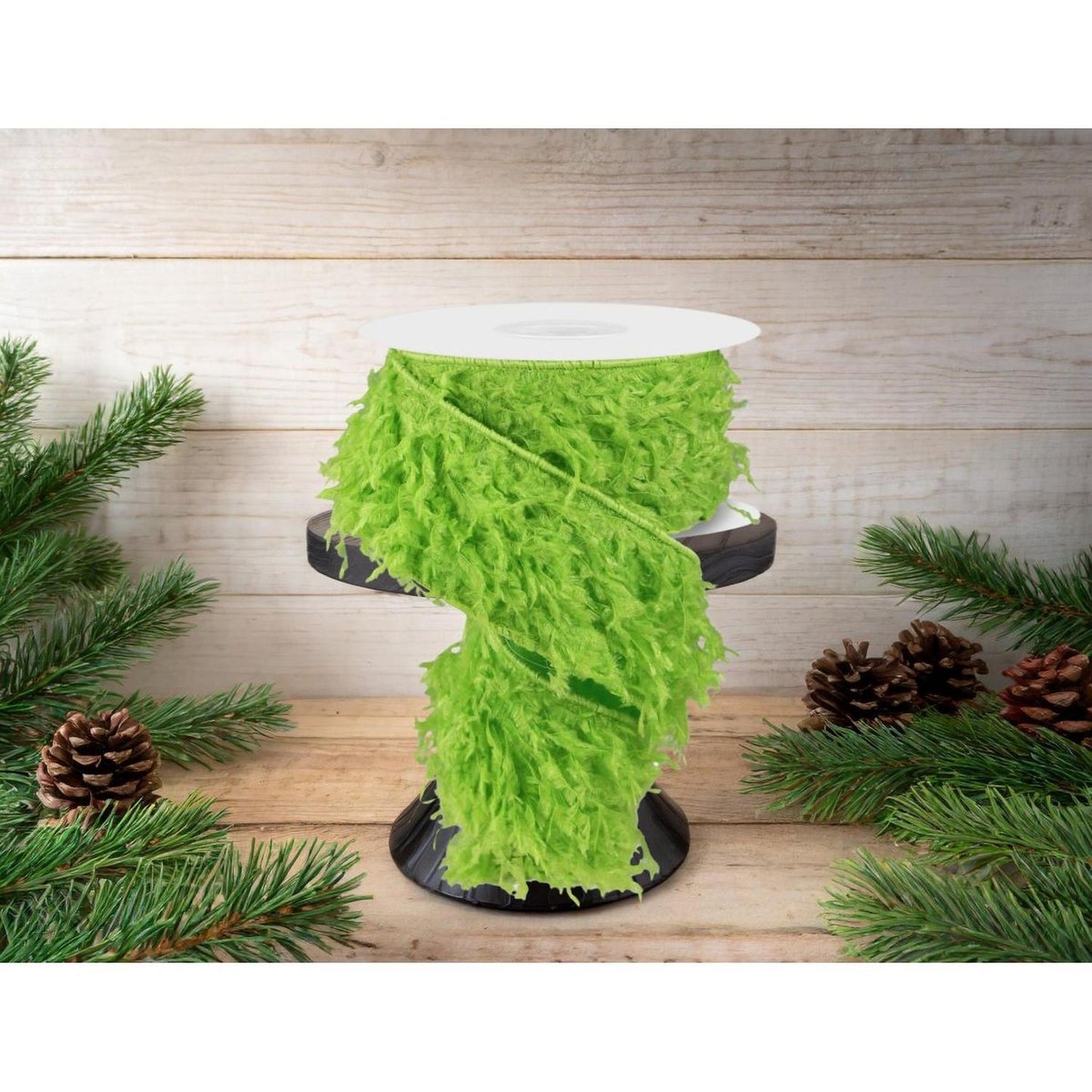 2.5" Furry Ribbon: Lime Green (10 Yards)