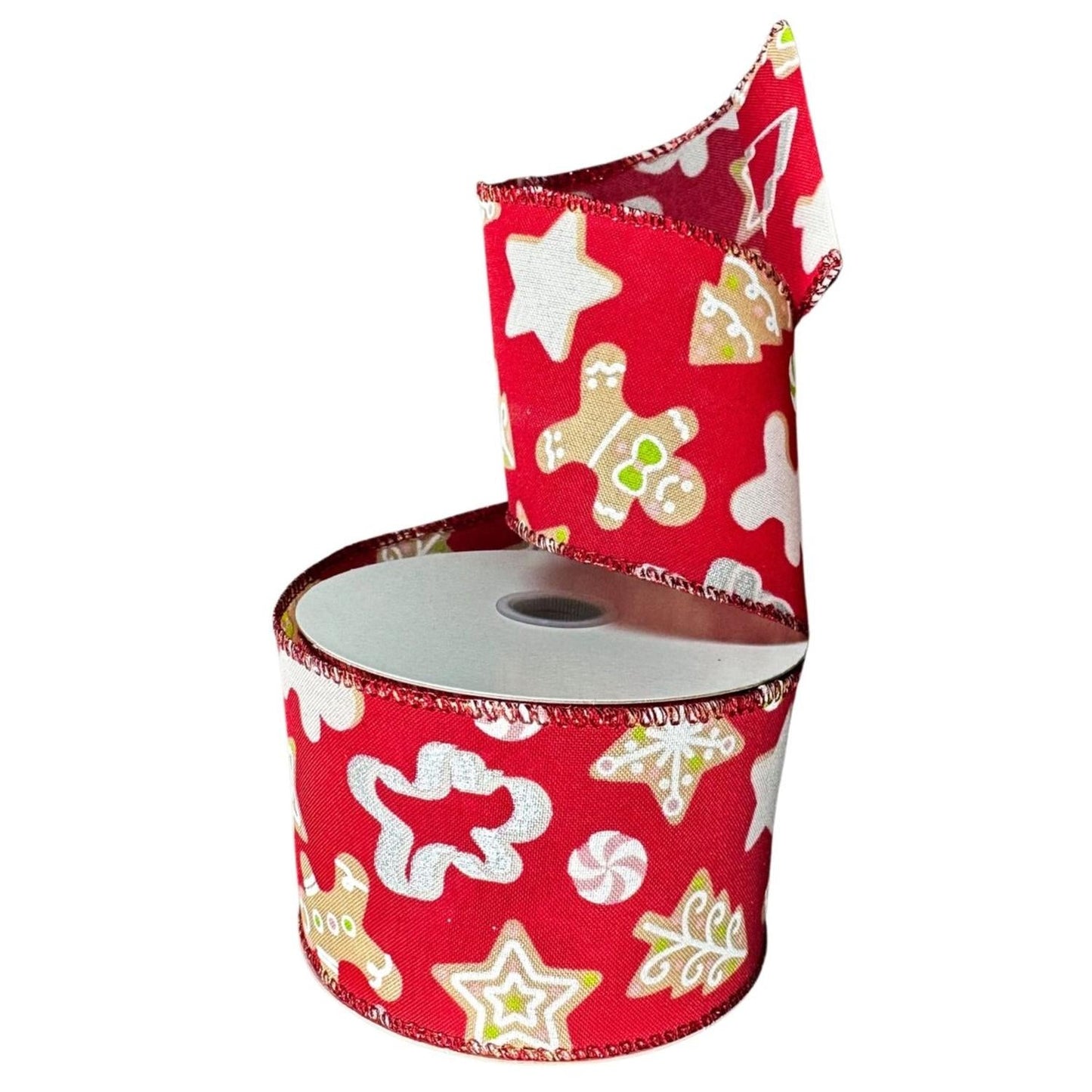 2.5" Gingerbread Cookie Cutout Ribbon: Red (10 Yards)