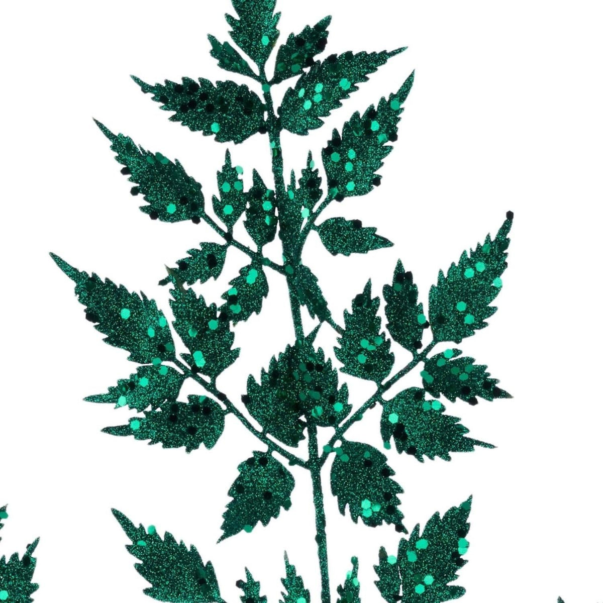 25" Glitter Fern Spray: Hunter Green