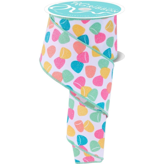 2.5" Glitter Gumdrop Ribbon: Pastel (10 Yards)