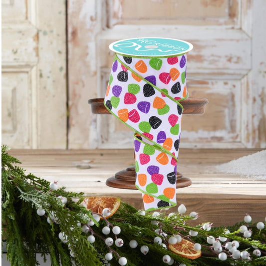 2.5" Glitter Gumdrop Ribbon: Pink/Lime (10 Yards)