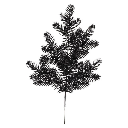 25" Glitter Hemlock Spray: Black