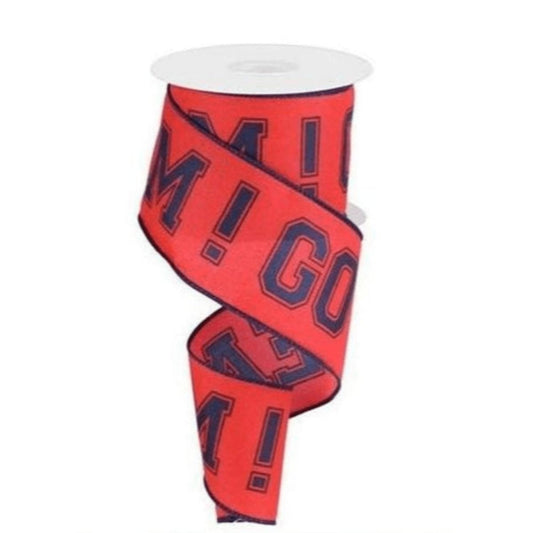 2.5" Go Team Ribbon: Red & Navy Blue (10 Yards)