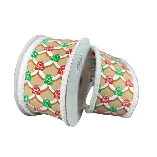 2.5" Gumdrop Gingerbread Roof Drift Ribbon: Red/Green (10 Yards)