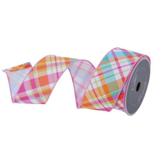 2.5" Gumdrop Plaid Ribbon: Multi (10 Yards)