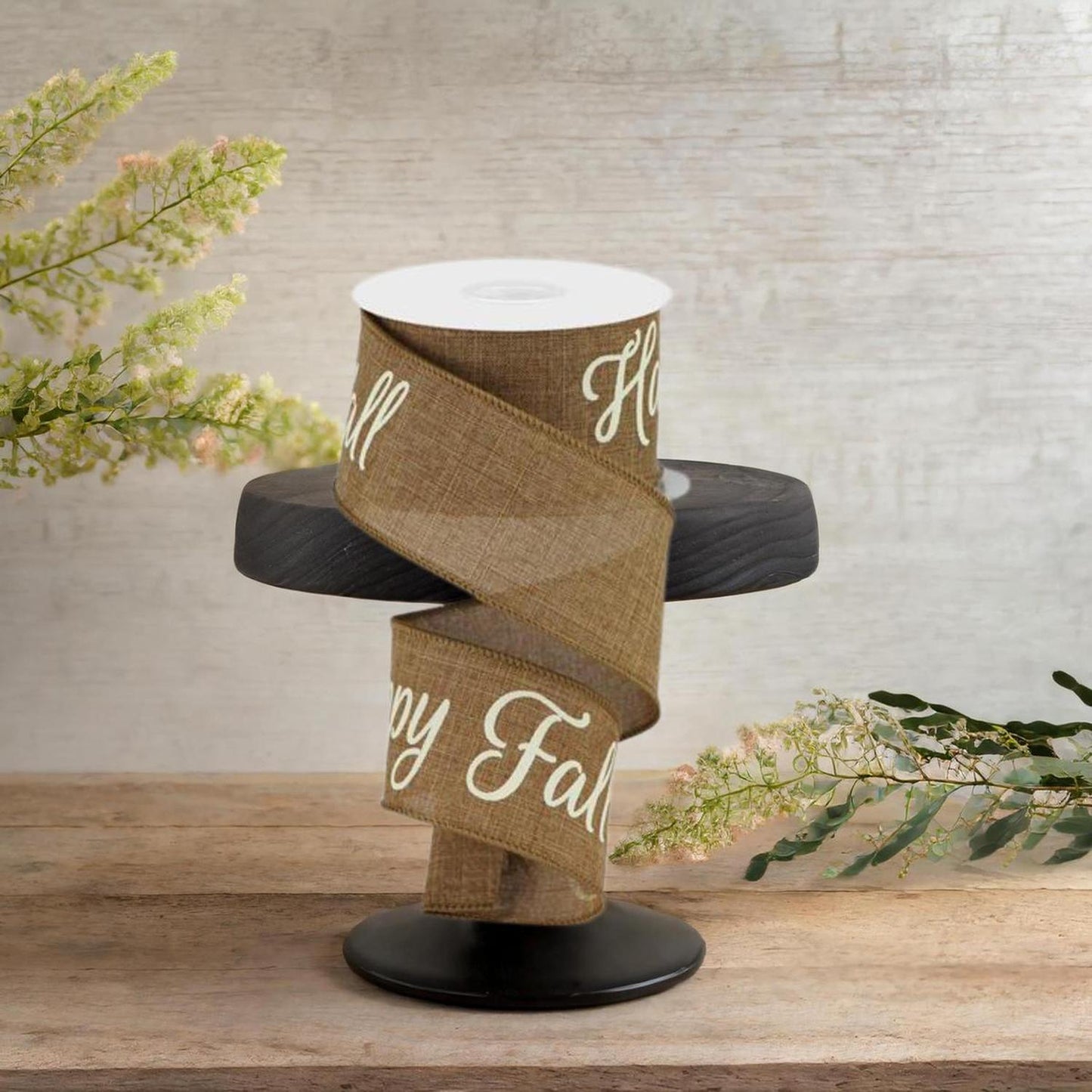 2.5" Happy Fall Yall Ribbon: Tan (10 Yards)