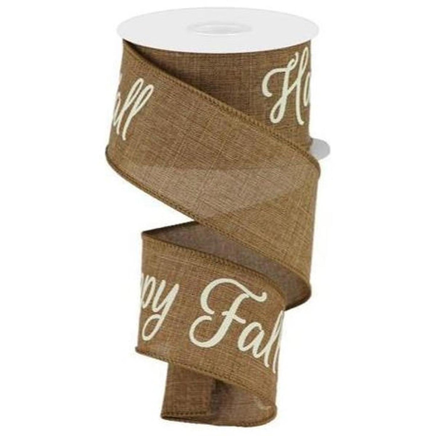2.5" Happy Fall Yall Ribbon: Tan (10 Yards)