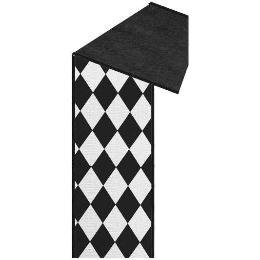 2.5" Harlequin Fused Back Ribbon: Black (10 Yards)