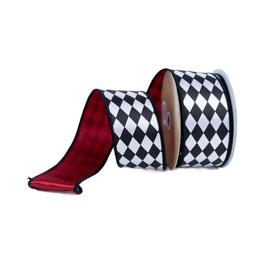 2.5" Harlequin Fused Back Ribbon: Red (10 Yards)