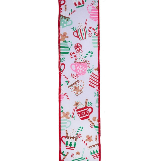2.5" Hot Cocoa Mugs Ribbon: White (10 Yards)
