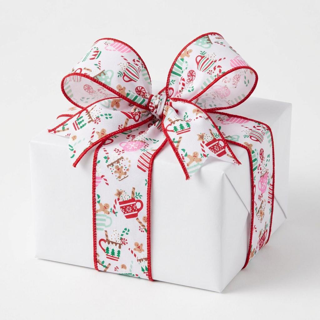 2.5" Hot Cocoa Mugs Ribbon: White (10 Yards)