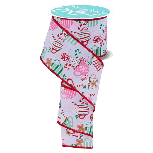 2.5" Hot Cocoa Mugs Ribbon: White (10 Yards)