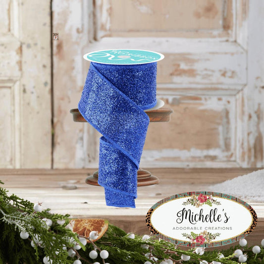 2.5" Laser Glitter Ribbon: Royal Blue (10 Yards)