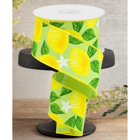 2.5"  Lemon On Royal Ribbon: Green (10 Yards)