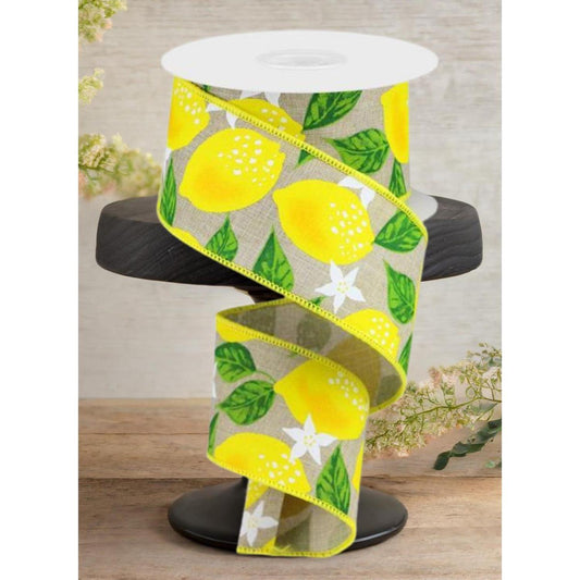 2.5"  Lemon On Royal Ribbon: Natural (10 Yards)