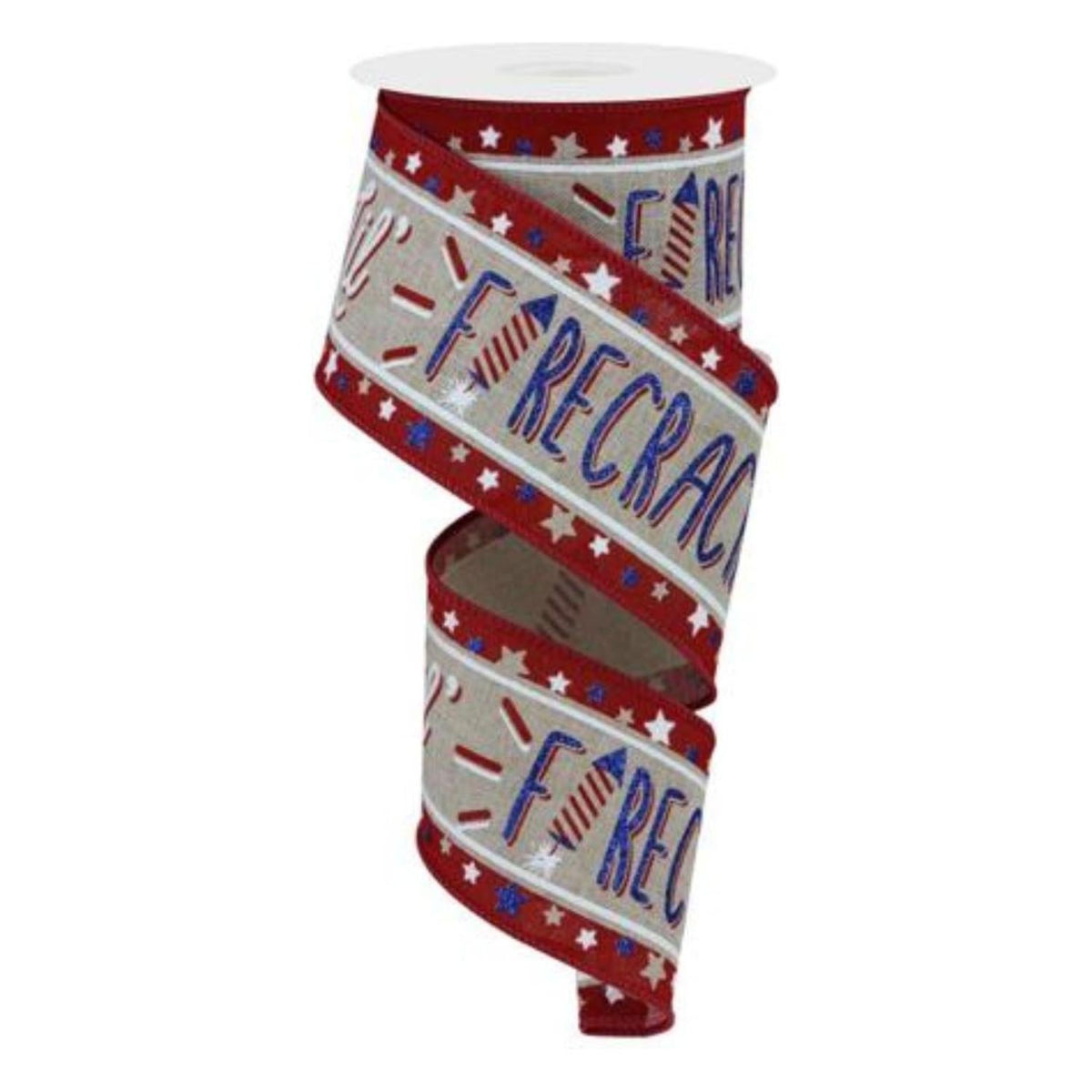2.5" Lil Firecracker Patriotic Ribbon: Natural (10 Yards)
