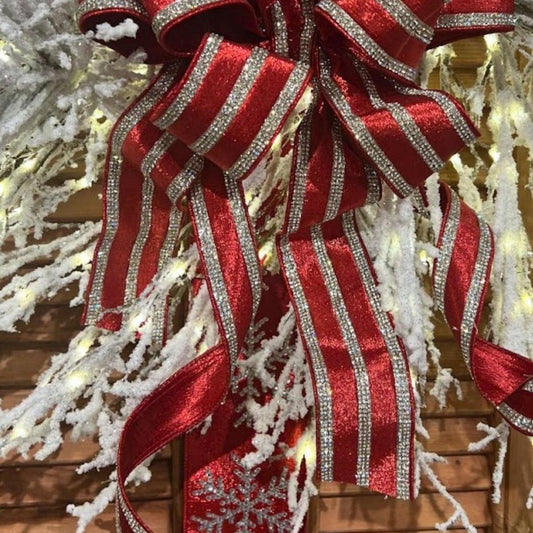 2.5" Metallic Dupion Jewel Stripe Ribbon: Red (5 Yards)