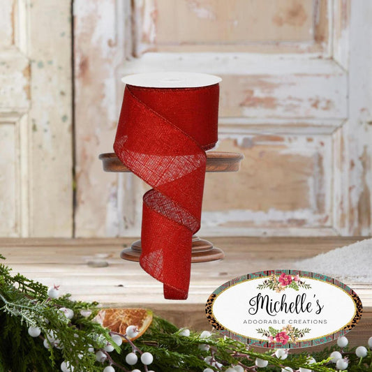 2.5" Metallic Royal Canvas Ribbon: Red (10 Yards)