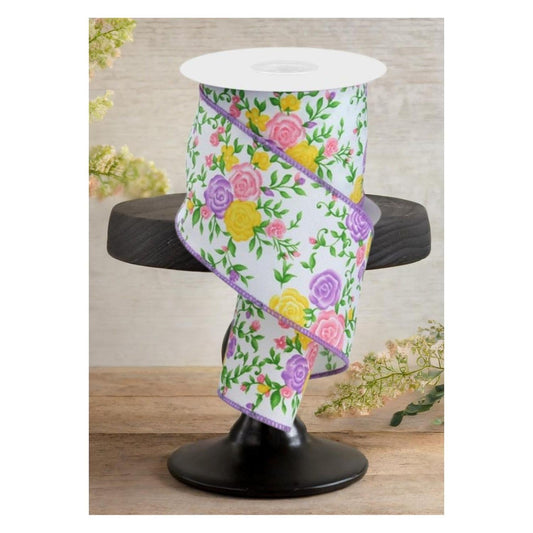 2.5" Mini Roses Ribbon: Lavender (10 Yards)