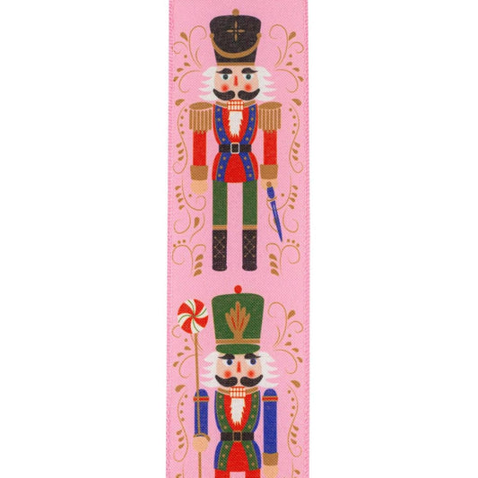 2.5" Nutcracker Scroll Ribbon: Pink (10 Yards)