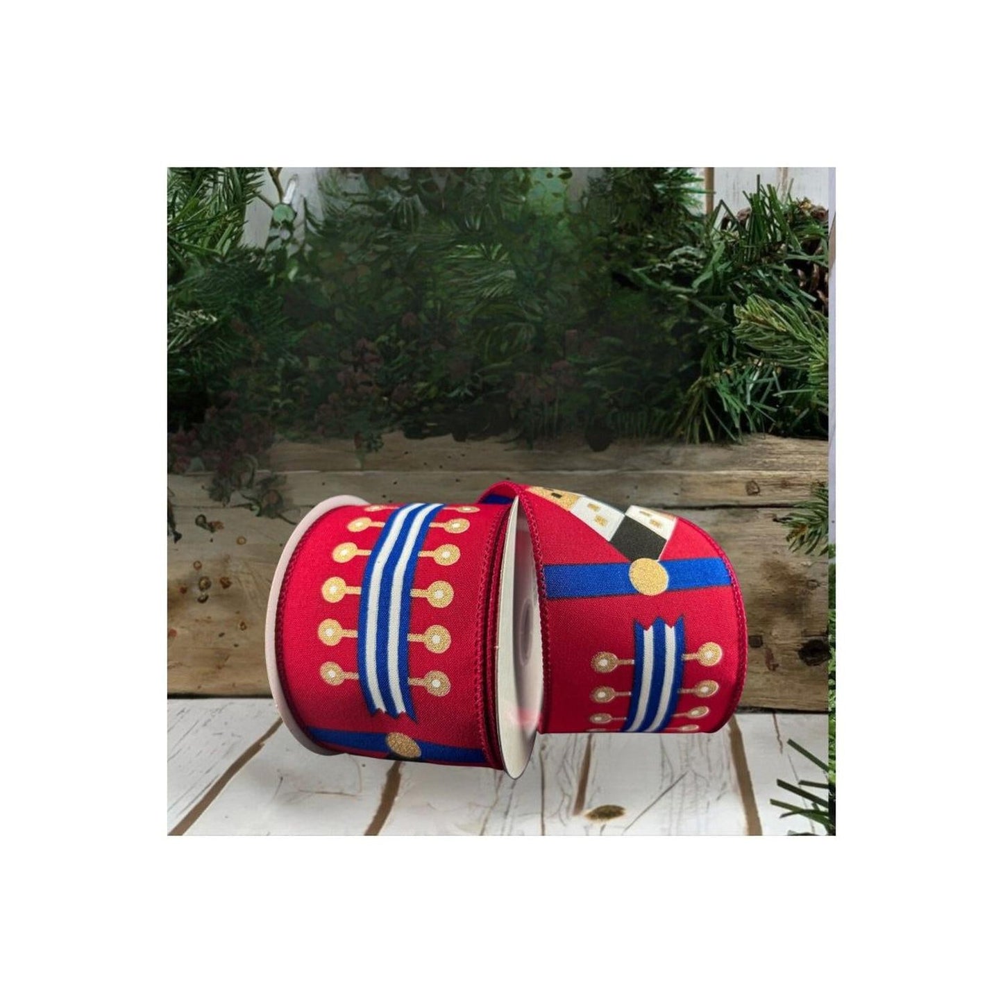2.5" Nutcracker Stripes Ribbon: Red & Blue
