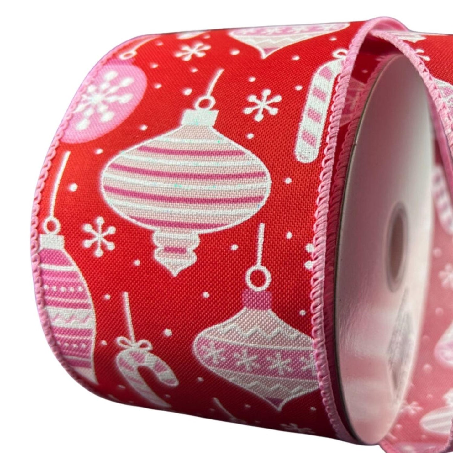 2.5" Ornament Ribbon: Red, Pink, and White (10 Yards)