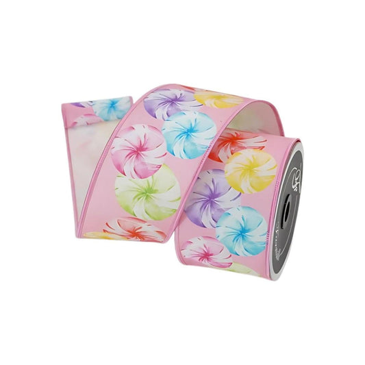 2.5" Pastel Peppermints Ribbon: Pink