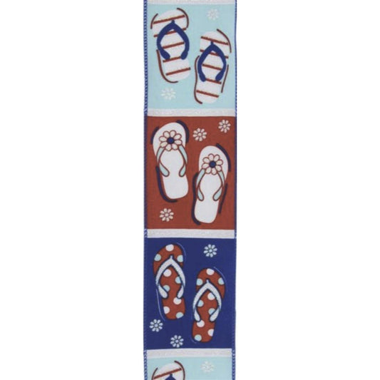 2.5" Patriotic Flip Flop Ribbon: Red (10 Yard)