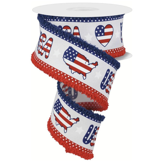 2.5" Pattern USA Drift Ribbon: Red, White, Blue (10 Yards)