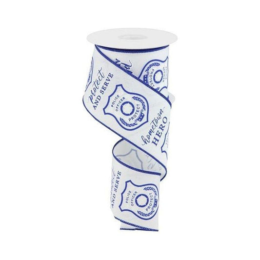 2.5" Police Badge Ribbon: White  (10 Yards)
