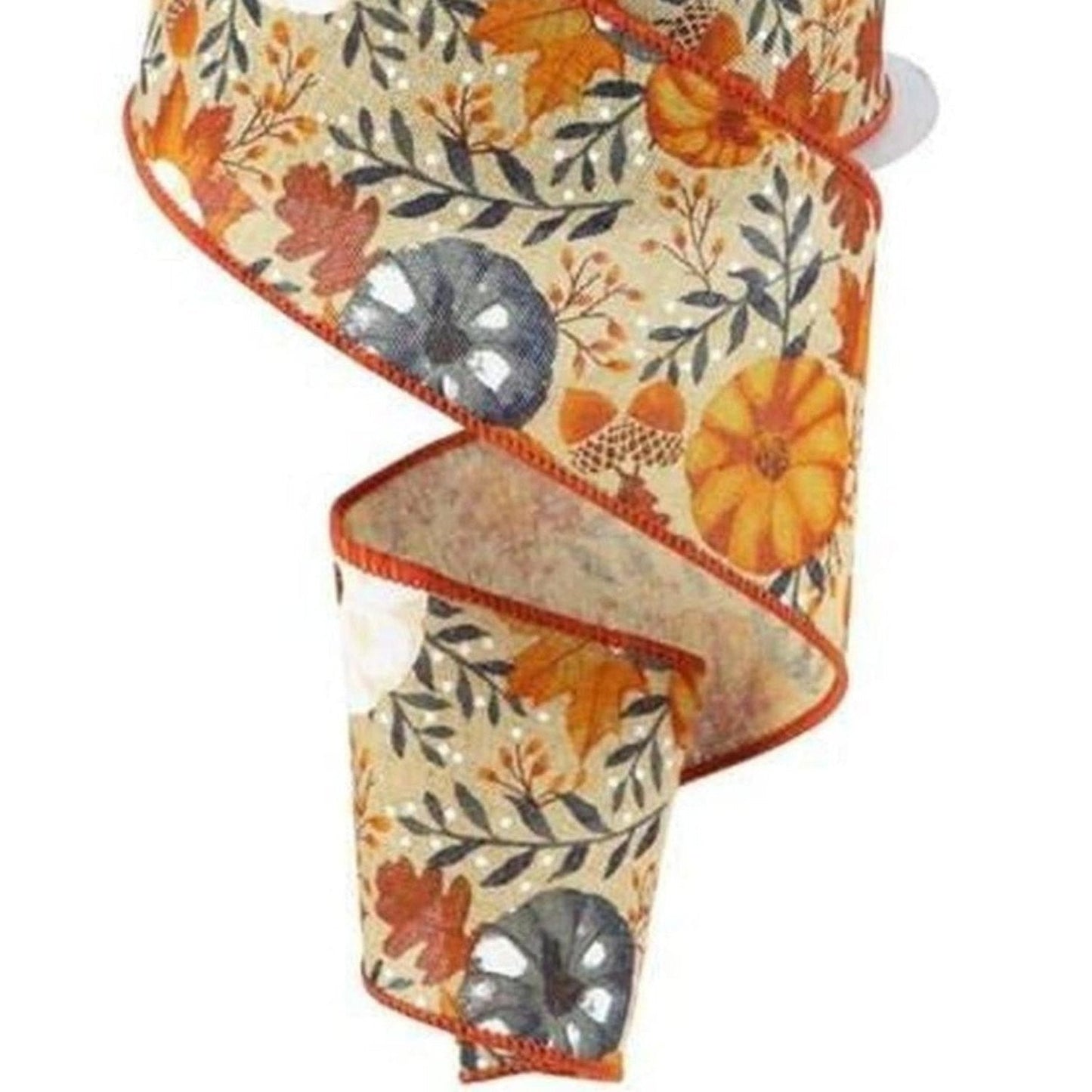 2.5" Pumpkin Foliage Ribbon: Brown (10 Yards)