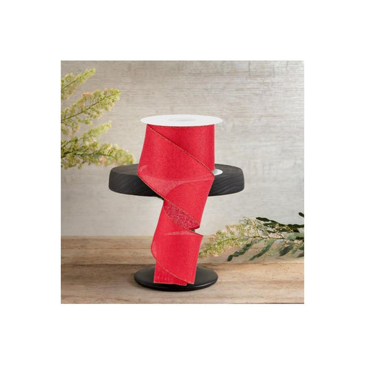 2.5" Red Metallic Royal Canvas Ribbon (10 Yards)