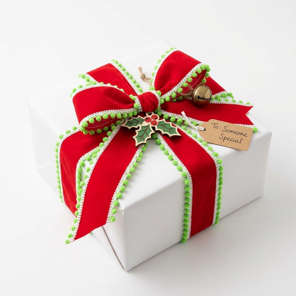2.5" Red Velvet Pom Ribbon: Lime Green (10 Yards)