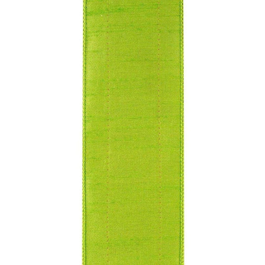 2.5" Regal Stripe Trimming Dupioni Ribbon: Lime/Pink (5 Yards)