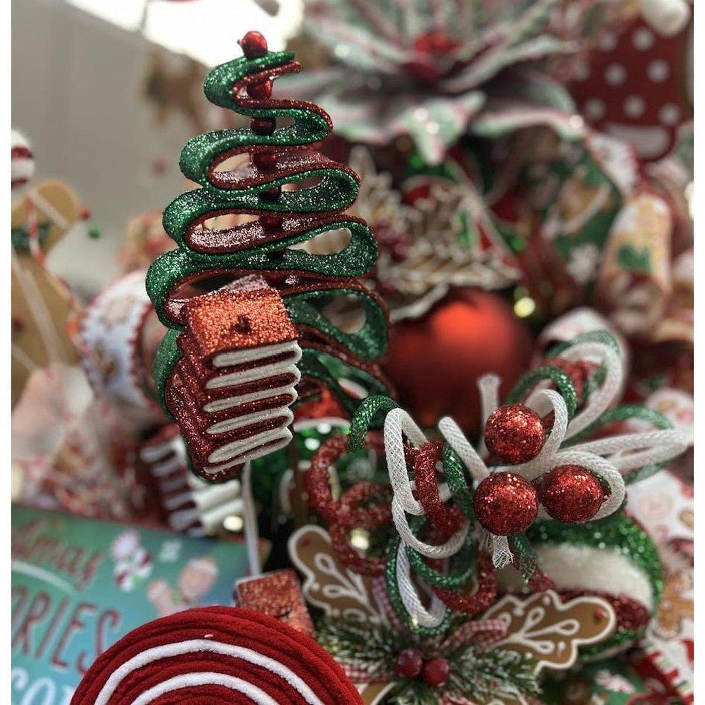 25" Ribbon Candy Tree Stem: Red/Green